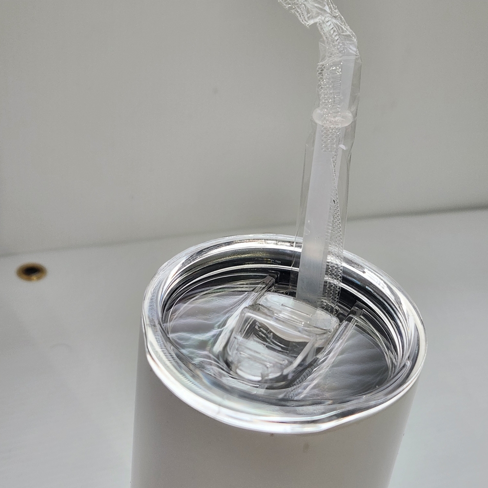 Stainless Steel Tumbler with Straw - White